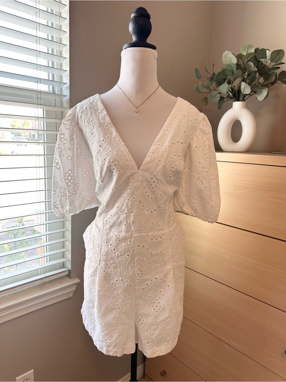 Express White Eyelet Romper